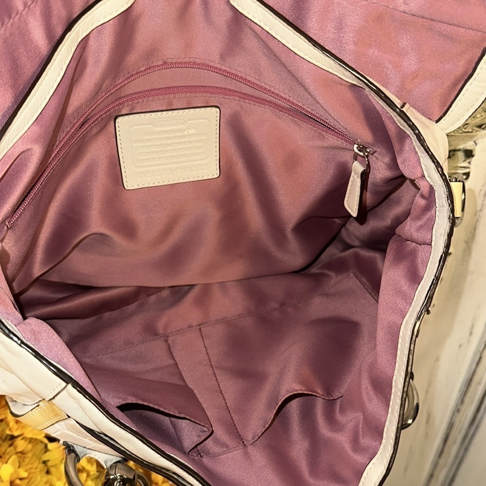 Vintage Coach Slouchy Cream Leather Detailed Bag Y2K Retro 80’s - Picture 10 of 11